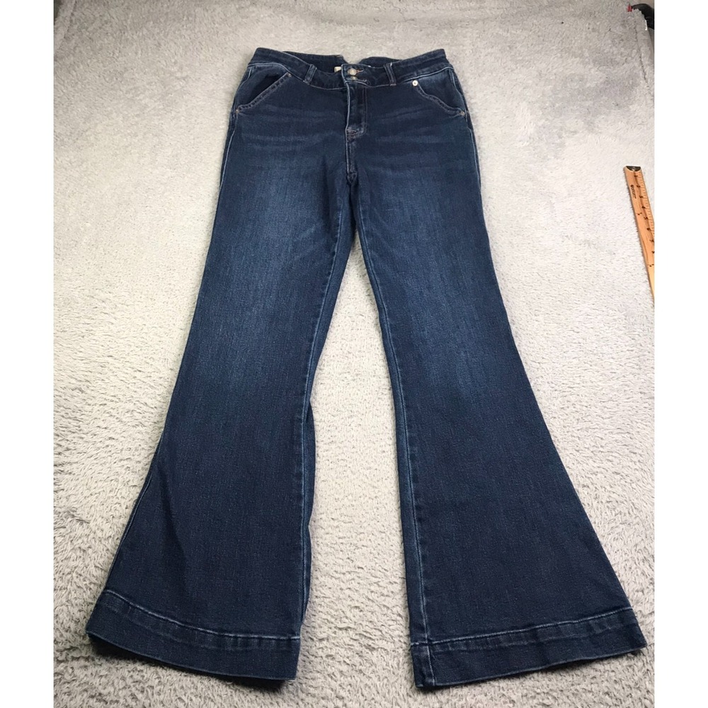 Rock &‎ Roll Cowgirl Trouser Jeans Women 30 (30x33) Dark Flared Western Wide Leg